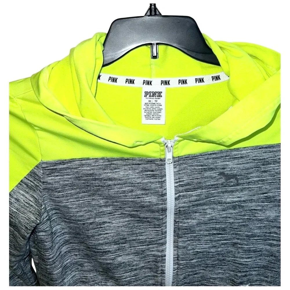 Pink Victoria Secret Hoodie Sweatshirt Women’s Size XS Green Grey Long Sleeve - Picture 2 of 5
